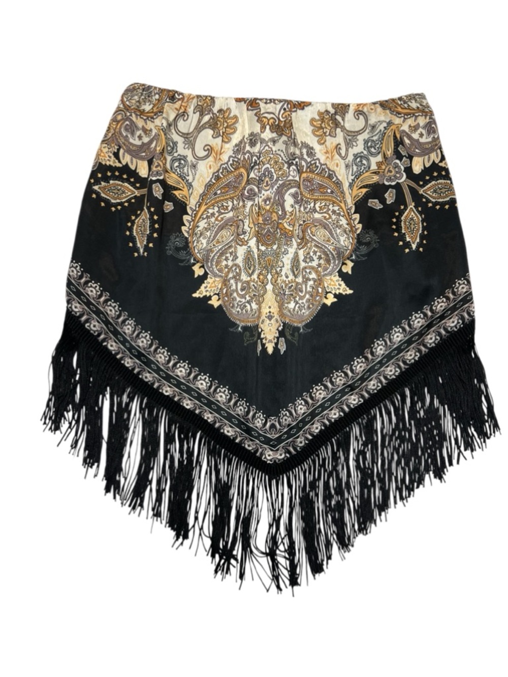 NWT Buckle Black Multi Satin Fringe Handkerchief Tube Top Western Cowgirl size S - Picture 4 of 9
